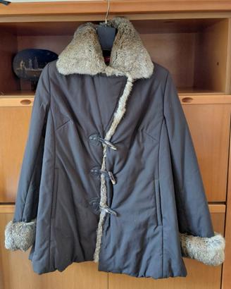 Giaccone marrone Cotton's wear con vera pelliccia