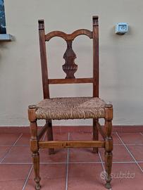 sedie artigianali in legno con seduta in paglia