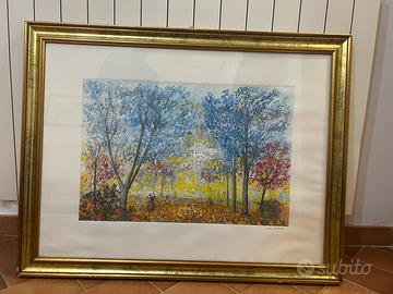 Quadro grande con cornice dorata 97×75 cm