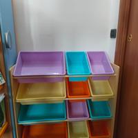scaffale per giocattoli  mobiletto multi-ripiano 