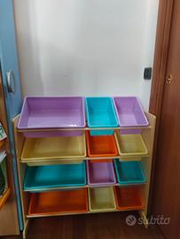 scaffale per giocattoli  mobiletto multi-ripiano 