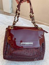 Borsa a spalla Gattinoni bordeaux effetto struzzo