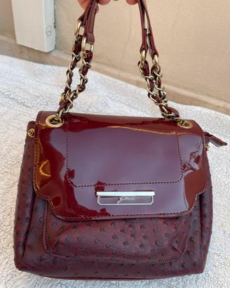 Borsa a spalla Gattinoni bordeaux effetto struzzo