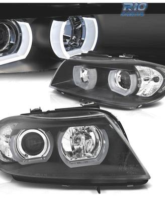 FARI BMW E90 E91 05-08 ANGEL EYES 3D SFONDO NERO