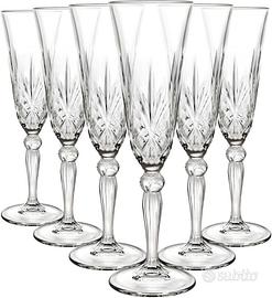 6x 160ml Melodia Flute da Champagne in Vetro -