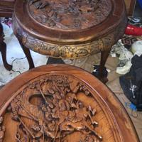 Tavoli cinesi scolpiti a mano con sgabelli