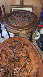 Tavoli cinesi scolpiti a mano con sgabelli