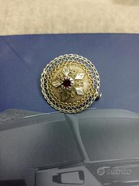 Spilla a scudo sarda, anni'50 argento filigrana 