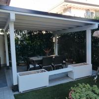 Gazebo legno lamellare bianco