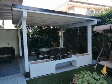 Gazebo legno lamellare bianco