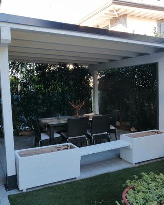 Gazebo legno lamellare bianco
