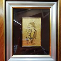 Quadretto vintage Madonna in foglia oro