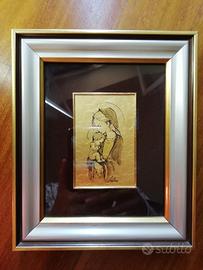 Quadretto vintage Madonna in foglia oro