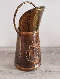 Vaso Porta carbone in Rame Vintage Belga