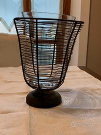 Portavaso artigianale con vaso in vetro
