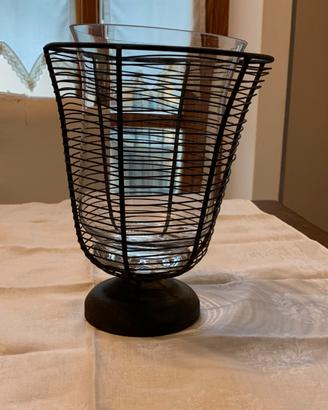 Portavaso artigianale con vaso in vetro