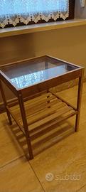 comodino legno/vetro 