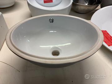 Lavabo sottopiano ovale in ceramica bianca