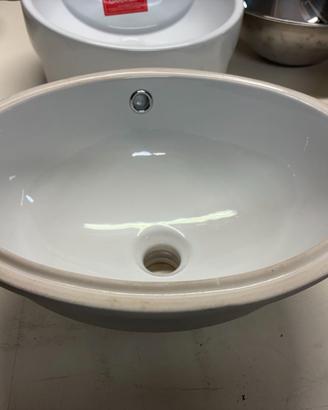 Lavabo sottopiano ovale in ceramica bianca