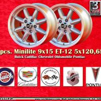 2 pz. cerchi Minilite 9x15 PCD 5x120.65 Chevrolet