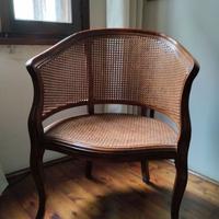 Sedia poltrona a pozzetto paglia di Vienna