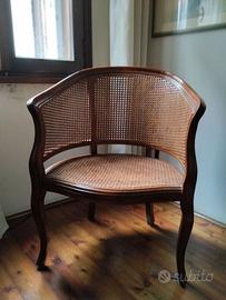 Sedia poltrona a pozzetto paglia di Vienna