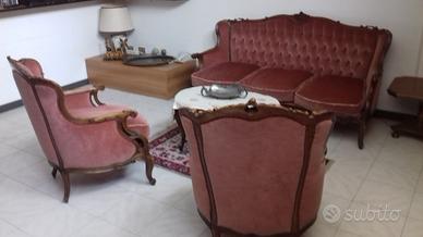Divano, 2 Poltrone e tavolino stile Barocco