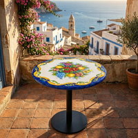 TAVOLINO IN PIETRA LAVICA Ø 80 CON BASE IN ITALIA