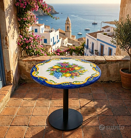 TAVOLINO IN PIETRA LAVICA Ø 80 CON BASE IN ITALIA