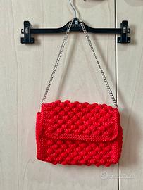 Borsetta pochette crochet rossa punto nocciolino