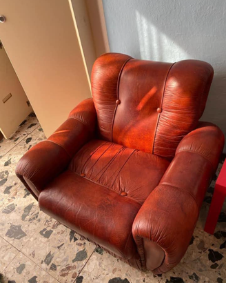 Coppia di poltrone in pelle