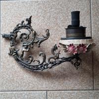 braccio in ottone e capodimonte -lampadario vintag