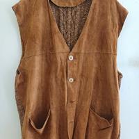 heritage gilet vintage 100 vera pelle camoscio t