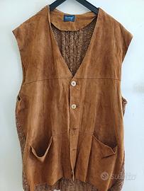 heritage gilet vintage 100 vera pelle camoscio t