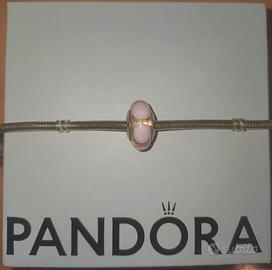 Charm Pandora Murano Rosa con Pois Bianchi Origina