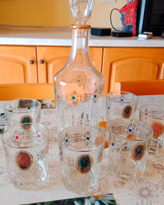 servizio liquore vintage anni 70 in vetro 