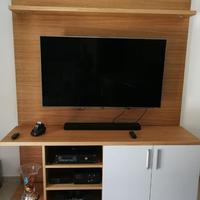 porta tv con pannellatura ante ripiani rovere