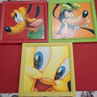 Quadretti cameretta Set3personaggi cartoons Disney
