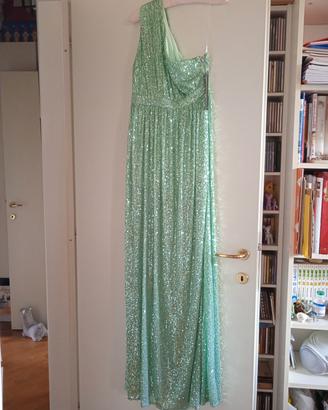 abito cerimonia paillettes verde acqua