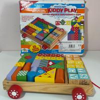 Gioco in legno carrello con costruzioni