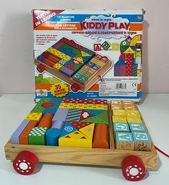 Gioco in legno carrello con costruzioni