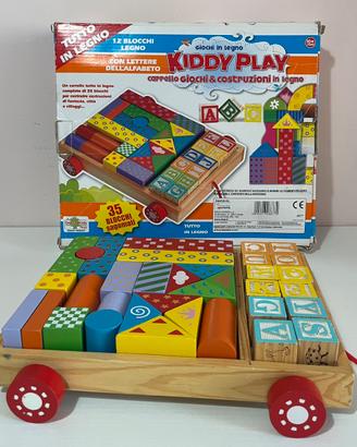 Gioco in legno carrello con costruzioni