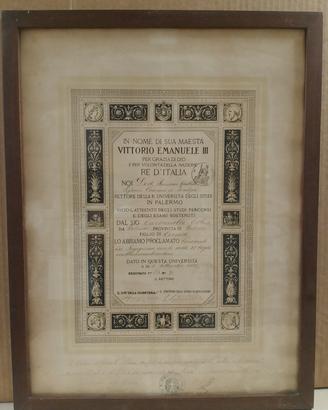 Antico Diploma di Laurea in Ingegneria Civile 1921