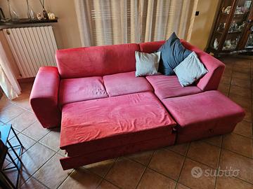 Divano letto angolare con penisola contenitore