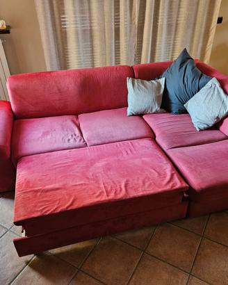 Divano letto angolare con penisola contenitore