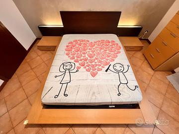 Letto Matrimoniale Rovere Chiaro e Scuro 2Comodini