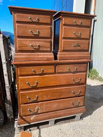 comò e due comodini in legno