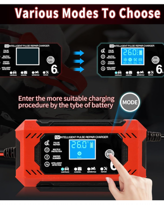Caricabatterie Auto, 6A 12V Mantenitore Batteria M