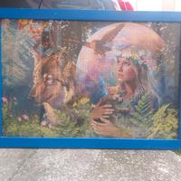 Quadro puzzle donna natura animali