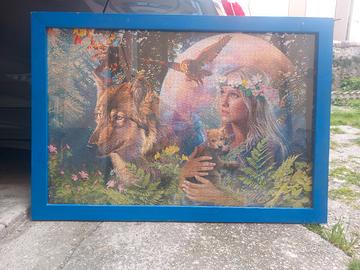 Quadro puzzle donna natura animali